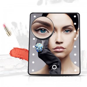 Lighted Makeup Mirror with 10X Magnification Suction Cup Pocket Mirror, Rectangle, USB and Battery Operated-JC11901-1