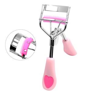 eyelash curler with comb，Silicone Pad，electroplate，JC13001-4