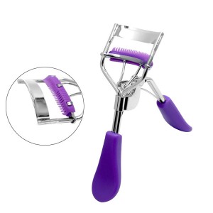 eyelash curler with plastic handle，Silicone Pad，electroplate，JC13001-6