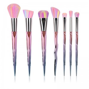 7pcs Hair Unicorn Cosmetic Rainbow Make Up Brushes Set-JC14003