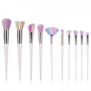 10pcs Rainbow Hair Unicorn Cosmetic Make Up Brushes Set-JC14004