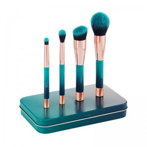 4Pcs Mini Magnet Handle Facial Makeup Beauty Brush Sets With Tin Box-JC14008